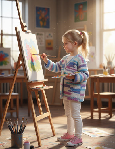 girls painting in SerendipityGDDs jacket