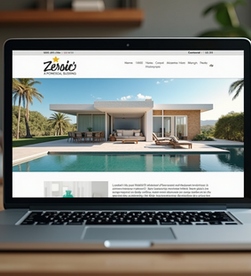 Eye-level view of a laptop displaying a custom small business website design