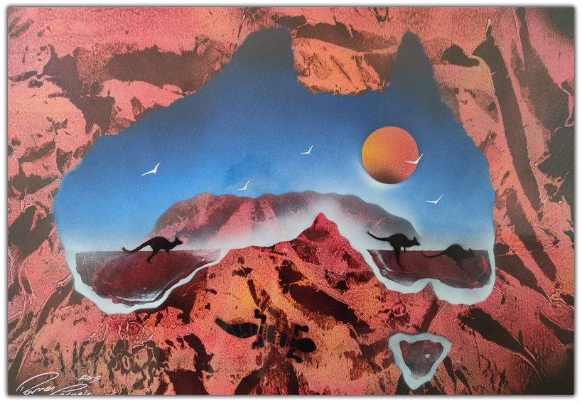 spray can art 2013 framed, bought in Darwin, created by KeefH Web Designs for this travel blog