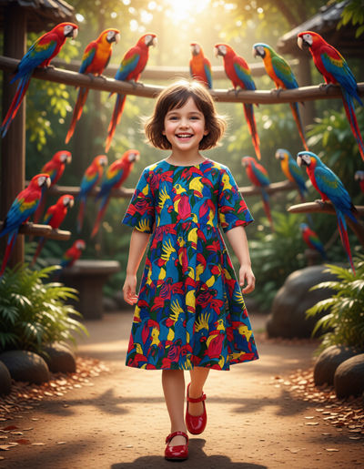 Parrots dress images, dress designed and handmade by SerendipityGDDs, images uploaded by KHWD