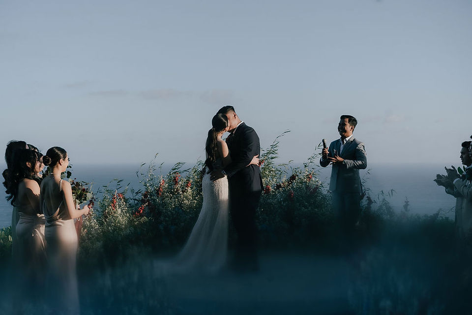 A ceremony at cliff top with Christmas theme