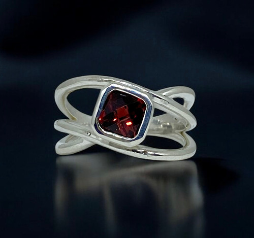 Genuine Mozambique Garnet and Lab Diamond Silver Teardrop Halo Necklace main image 1