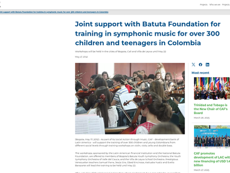 In 2012, Jesus Sira traveled to Colombia to work with the Batuta Program sent by the CAF