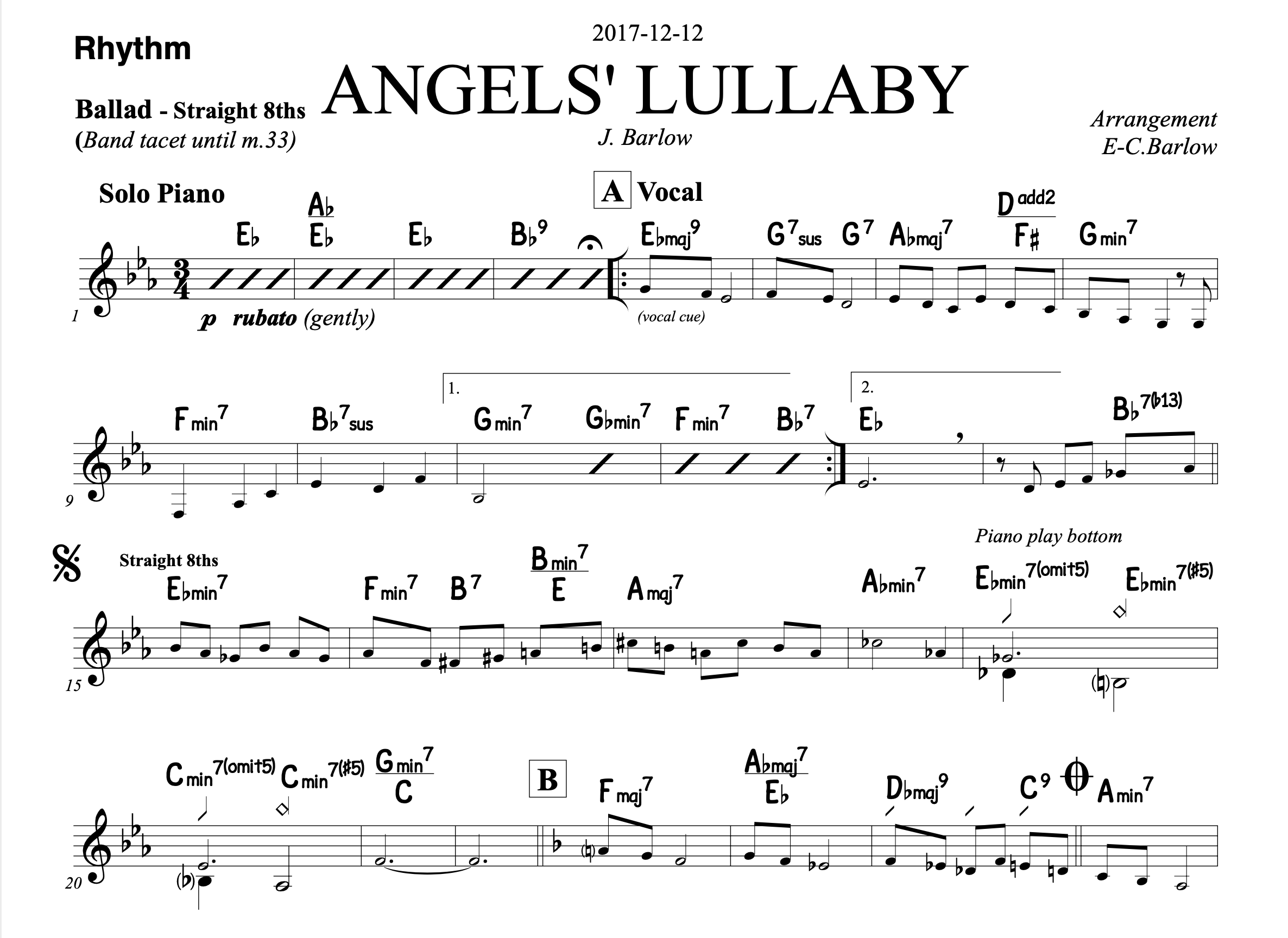 Angels' Lullaby - Arrangement