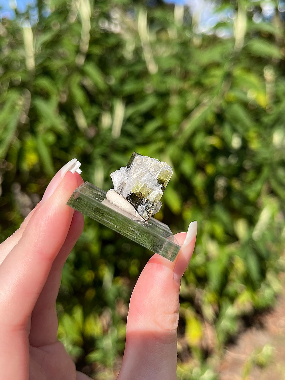 Thumbnail: pink cap tricolour tourmaline with albite