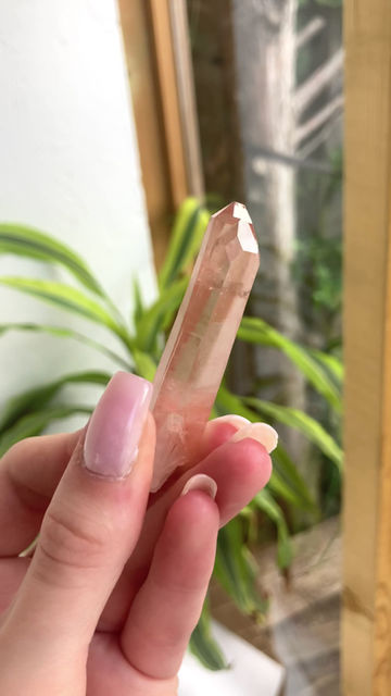 Thumbnail: pink lemurian quartz point