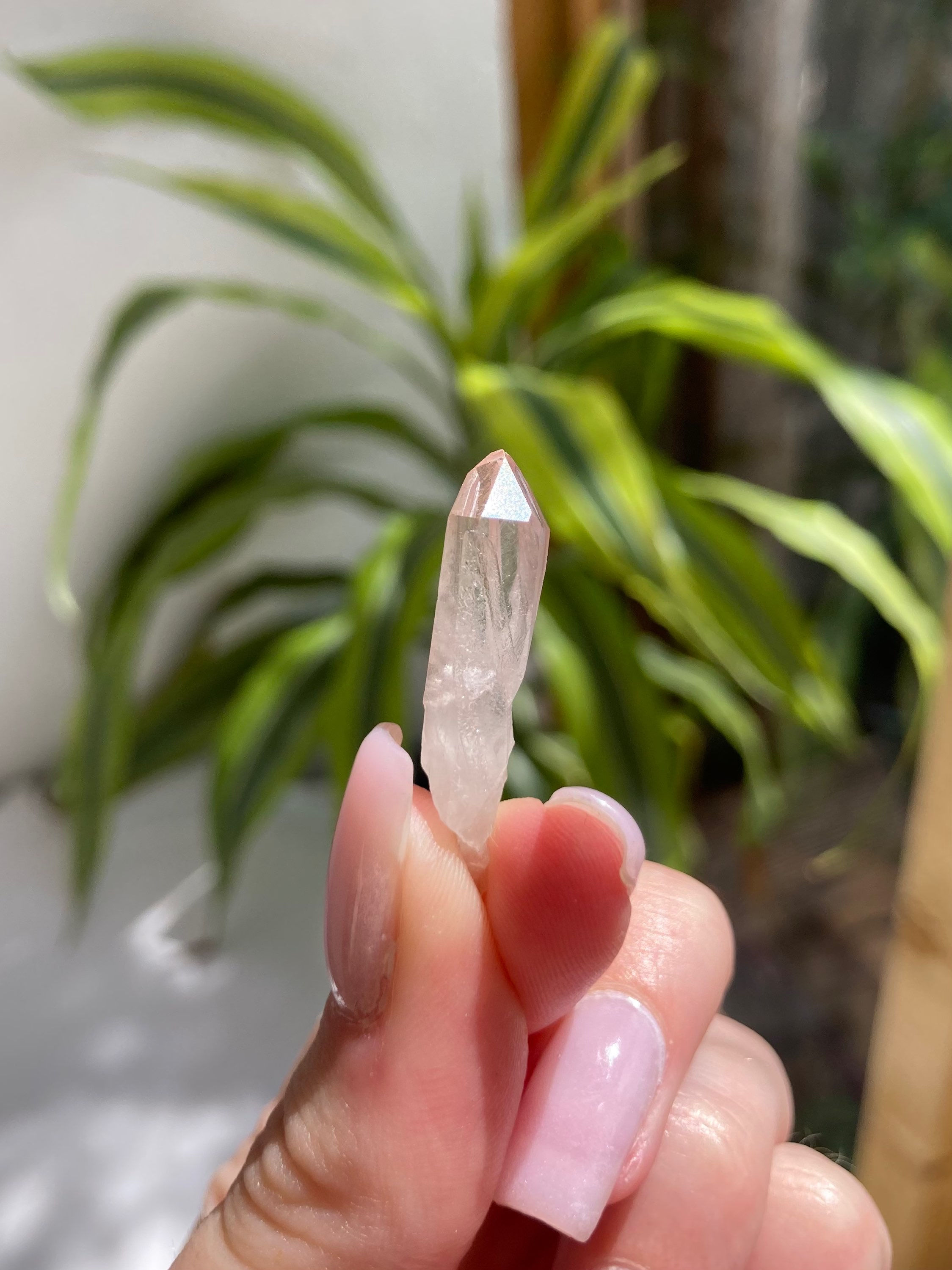pink lemurian quartz point - B grade