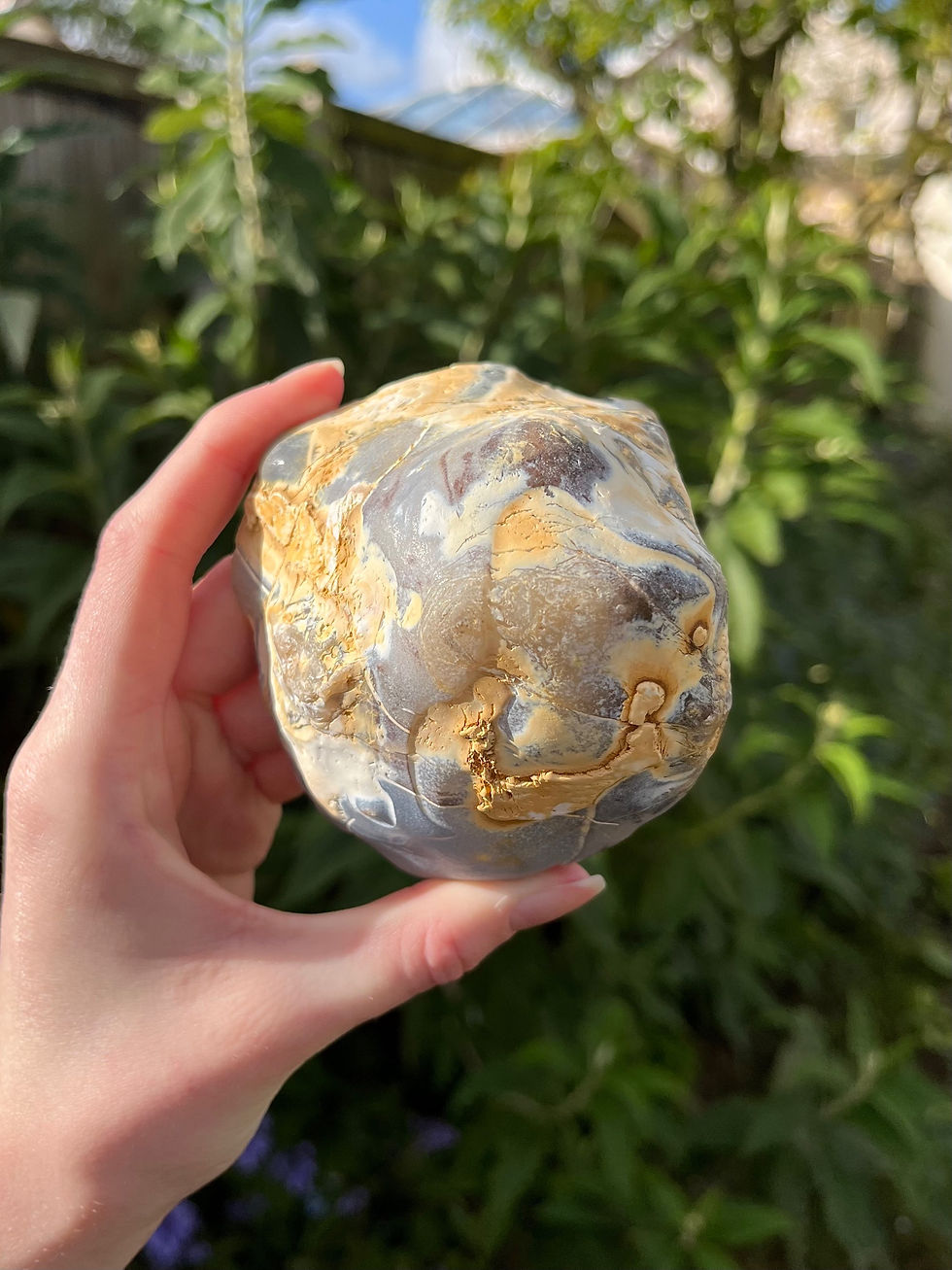Thumbnail: blue chalcedony half polished window