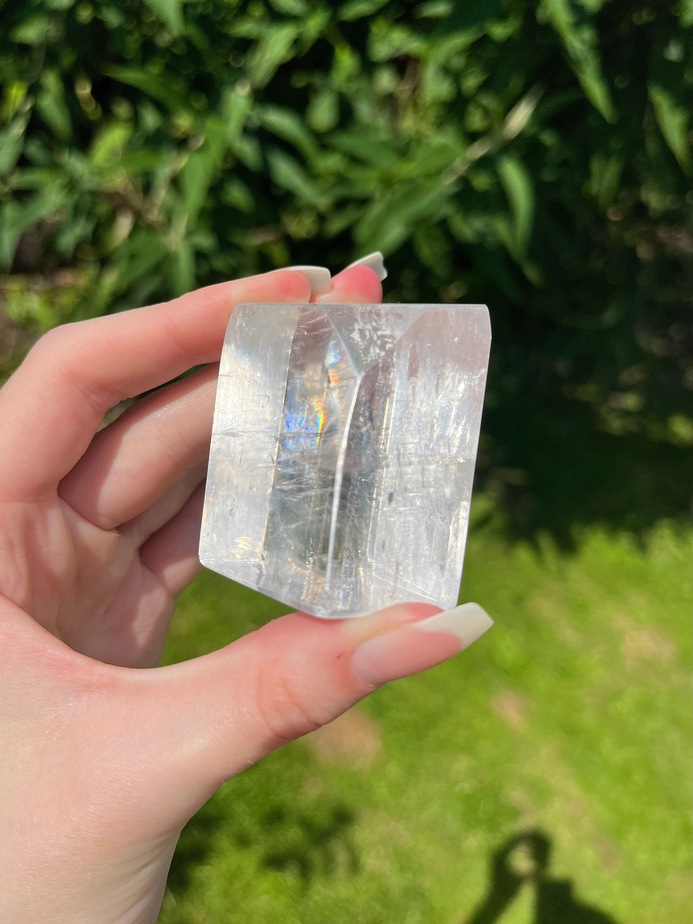clear optical calcite polished freeform