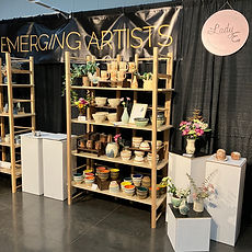 Lady E at Oregon Potter's Association 2026 Ceramic Showcase Emerging Artist Booth