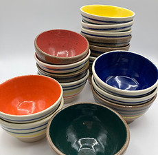 stacks of ice cream bowls with solid color interior