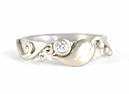 Silver and 18ct White Gold Leaf and Vine engagement ring, handmade wedding rings and engagement rings in west sussex, handmade engagement rings in hampshire