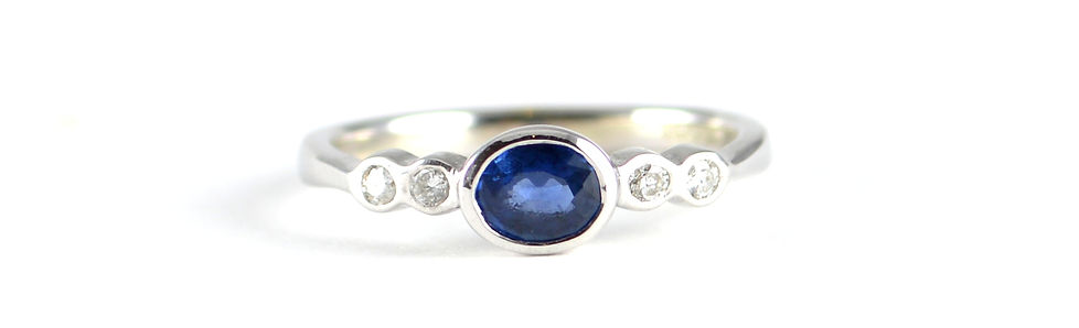 Handmade 5 stone Sapphire and Diamond Ring Commission in White Gold by HR Jewellery Designs, Petersfield, Hampshire
