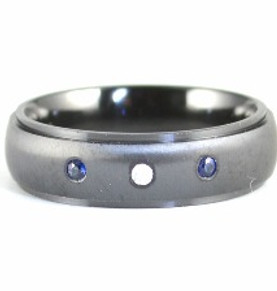 Handmade Bespoke Black Zirconium Gents Wedding Band b y HR Jewellery Designs