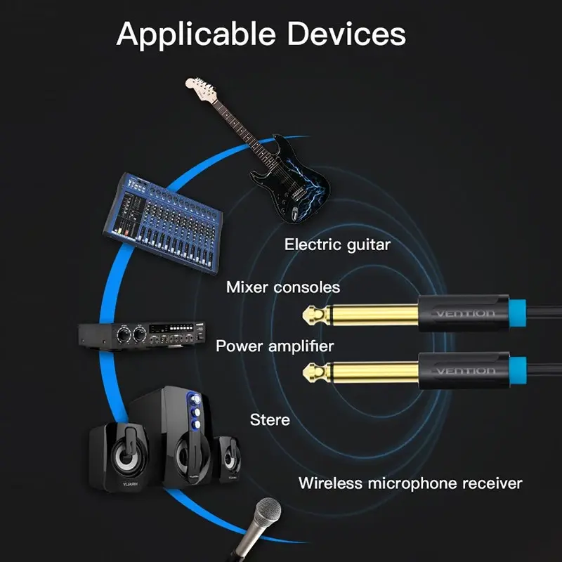 Thumbnail: Vention 1/4" 6.5mm 2M instrument / guitar mono cable