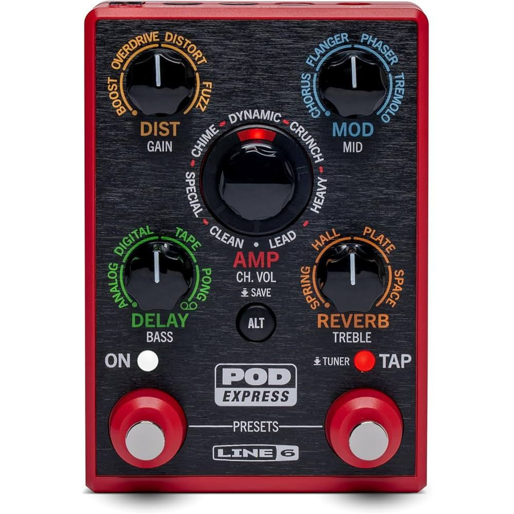 LINE 6 POD EXPRESS GUITAR RED LIGHTWEIGHT GUITAR AMP AND EFFECTS PROCESSOR
