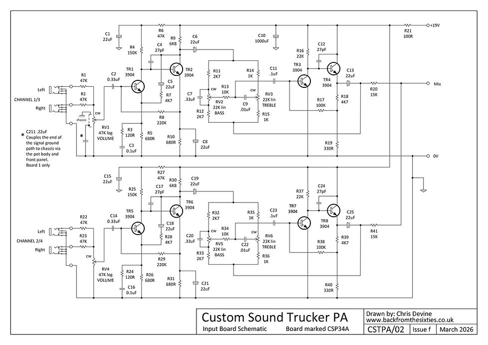 Custom Sound Trucker PA Input Board Schematic