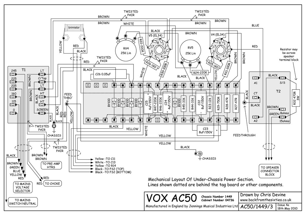 Vox AC50 Power Amp Layout
