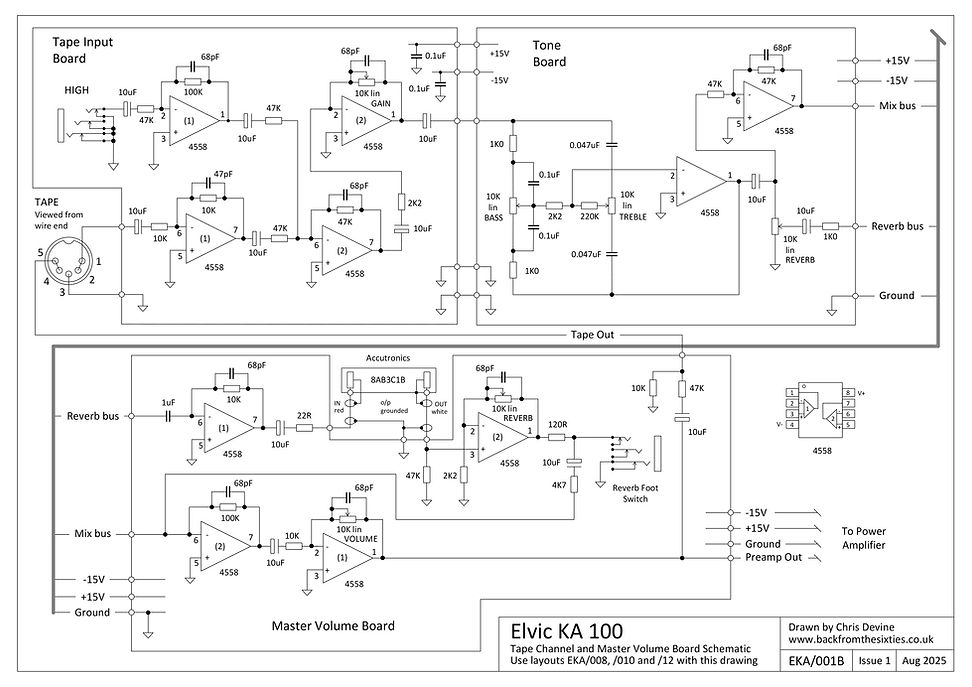Elvic KA 100 Tape and MasterVolume Boards Schematic