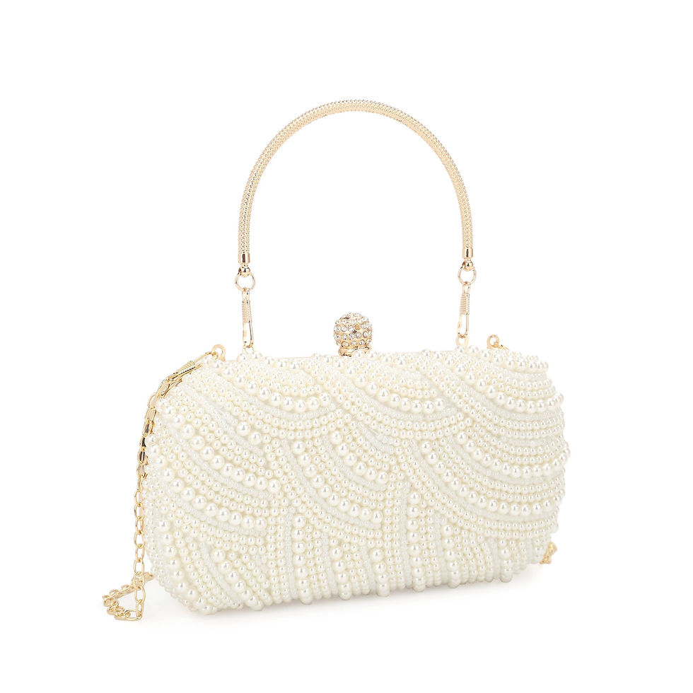 Thumbnail: PENELOPE Faux Pearl Hard Case Clutch with Top Handle