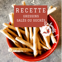 Gressins salés ou sucrés Une recette ludique pour que votre enfant puisse cuisiner avec vous et suivre facilement la recette !