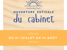🔆Le cabinet aura un rythme ralenti cet été.🔆 𝐎𝐮𝐯𝐞𝐫𝐭𝐮𝐫𝐞 𝐝𝐮 𝟐𝟏 𝐣𝐮𝐢𝐥𝐥𝐞𝐭 𝐚𝐮 𝟏𝟒 𝐚𝐨û𝐭.