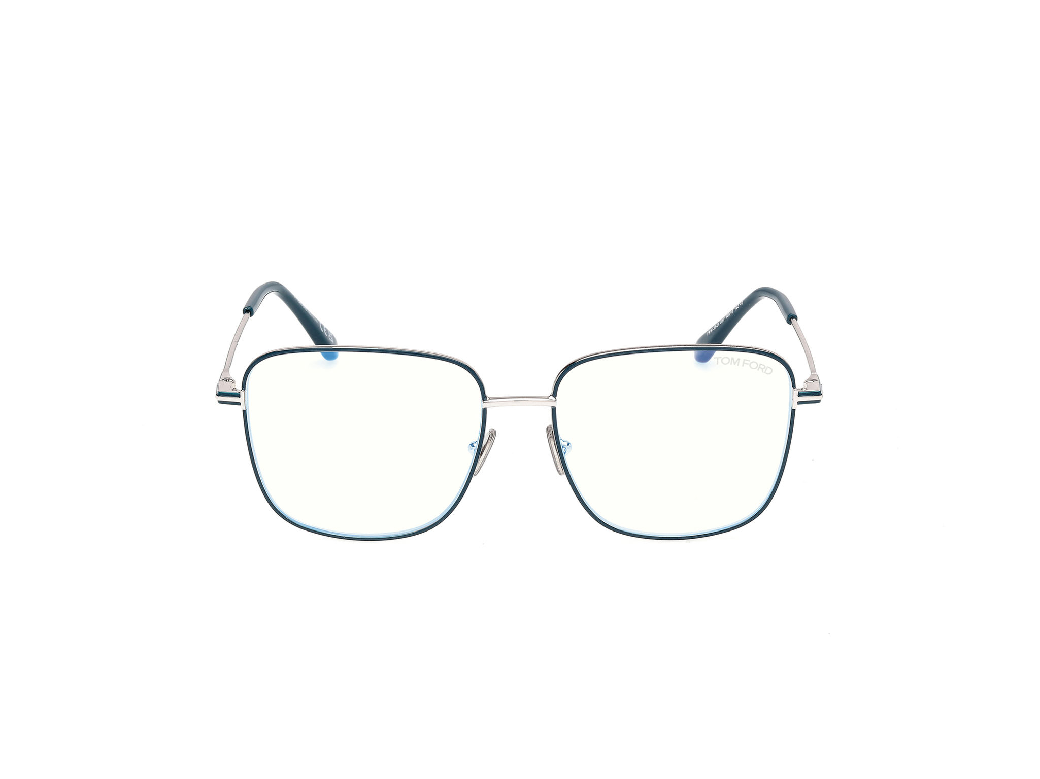 Tom Ford FT6136-B_087 Square Metal Optical Frame – Shiny Turquoise