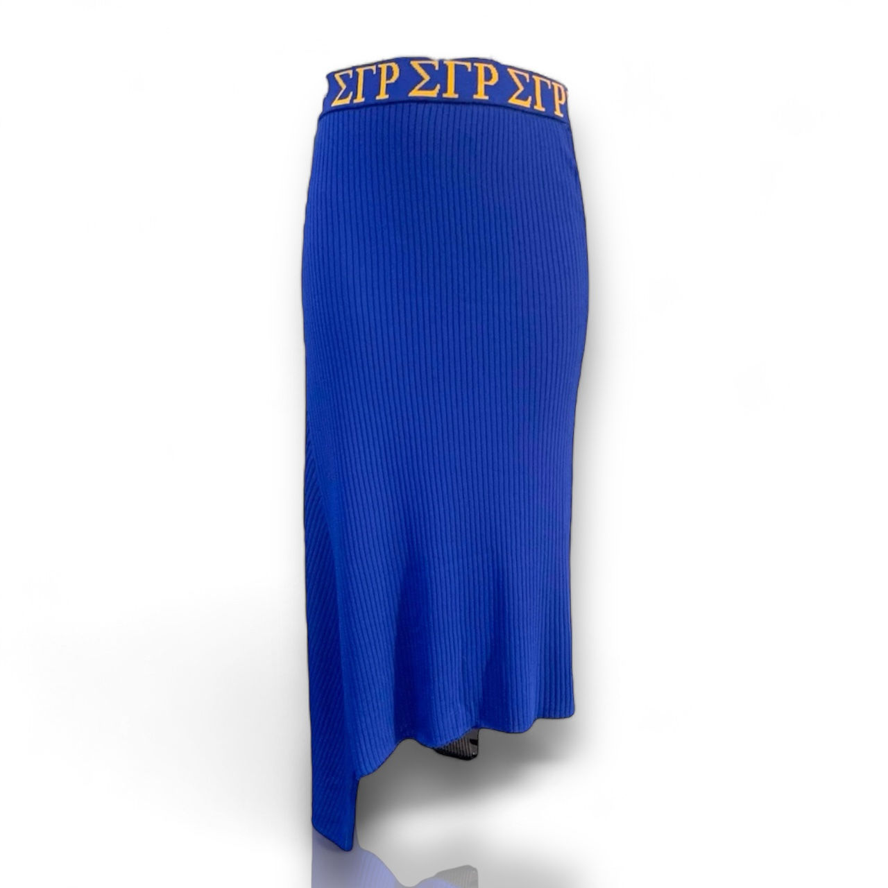 Greek-letter ribbed knit skirt
