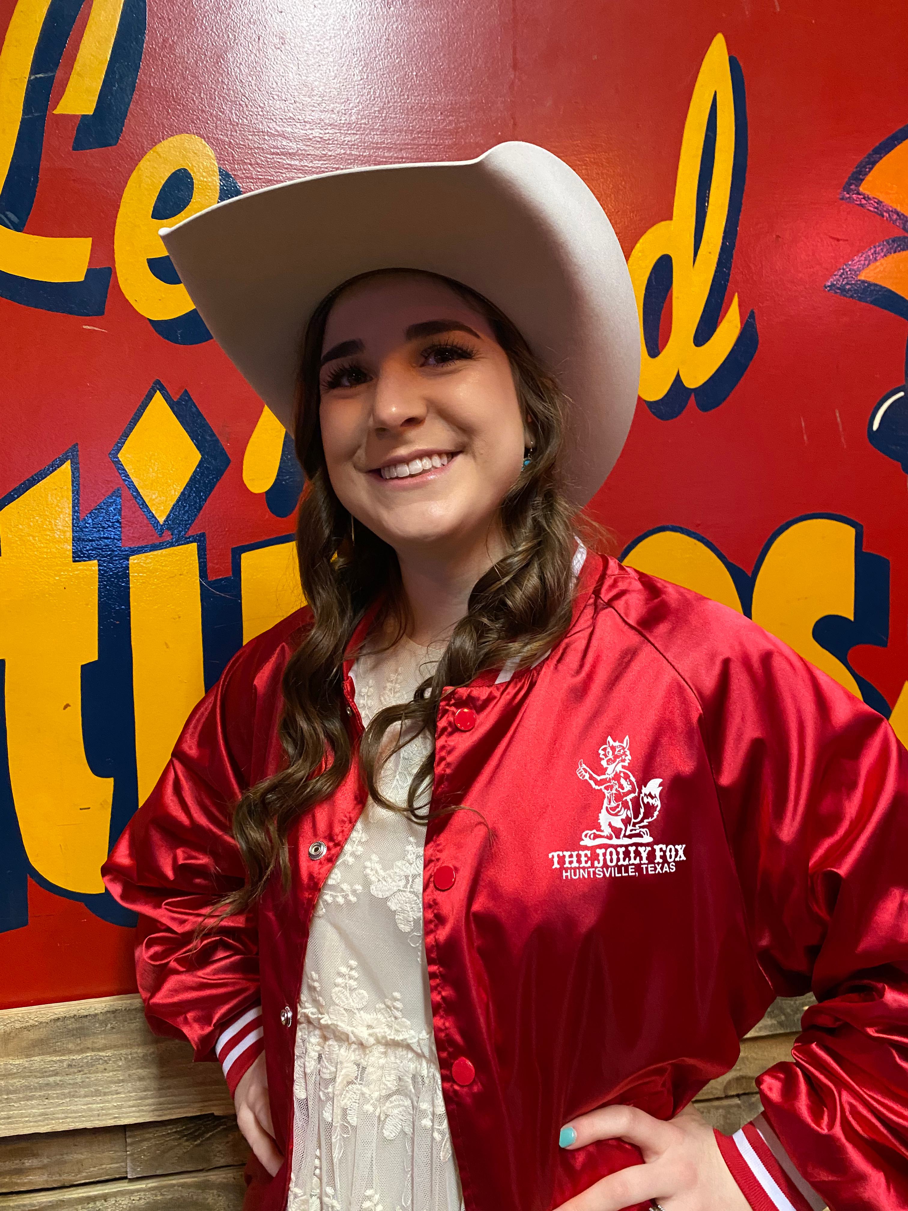 Jolly Fox Red Satin Bomber Jacket