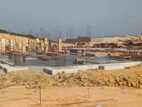 S1 shops progress , block:A , ground floor footing, beams and slabs and columns from ground to 1st floor.