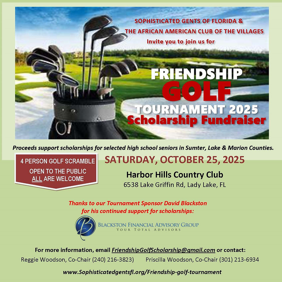 FRIENDSHIP GOLF TOURNAMENT 2025 SCHOLARSHIP FUNDRAISER