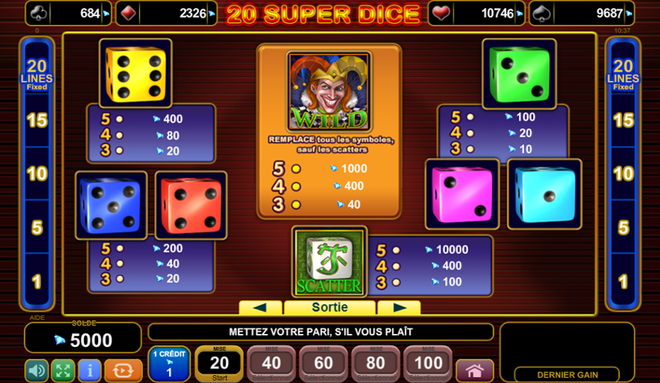 Blog LuckyGames.be - EGT 20 Super Dice Slot Review