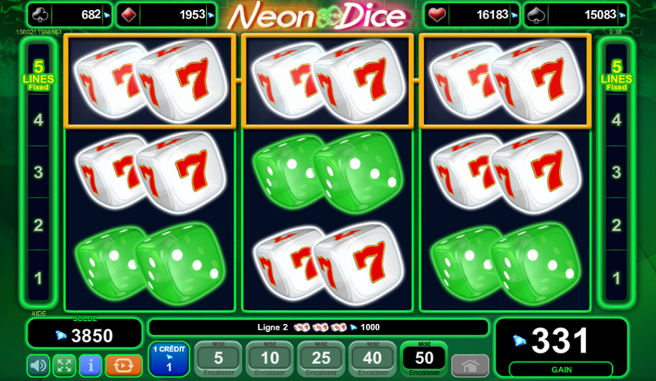 Blog LuckyGames.be - EGT Neon Dice Slot Review