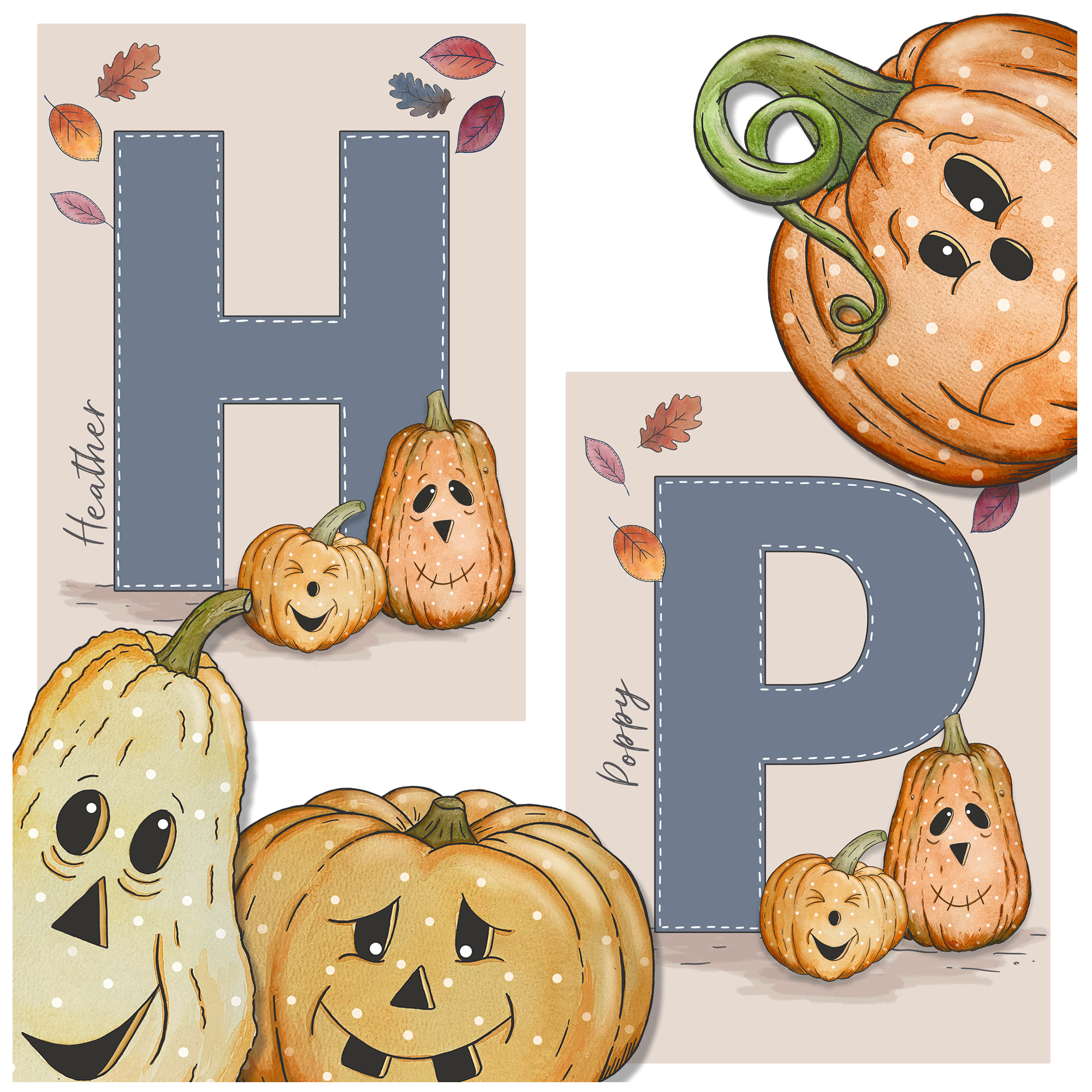 Personalised initial pumpkin prints