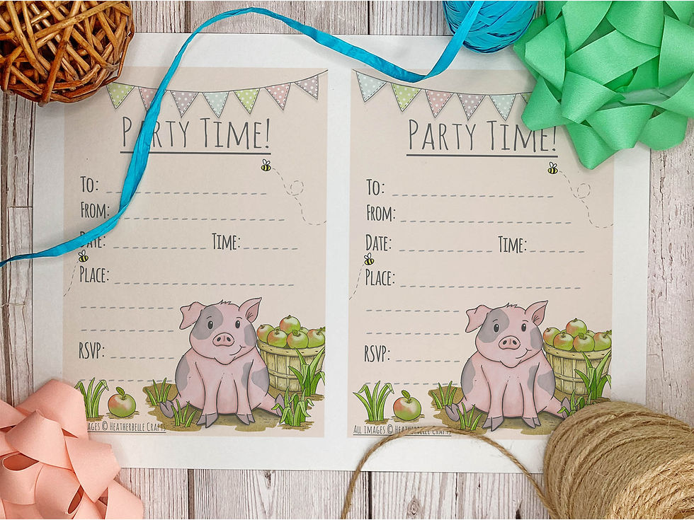 Thumbnail: Bramley Pig Party Invitations on Cream