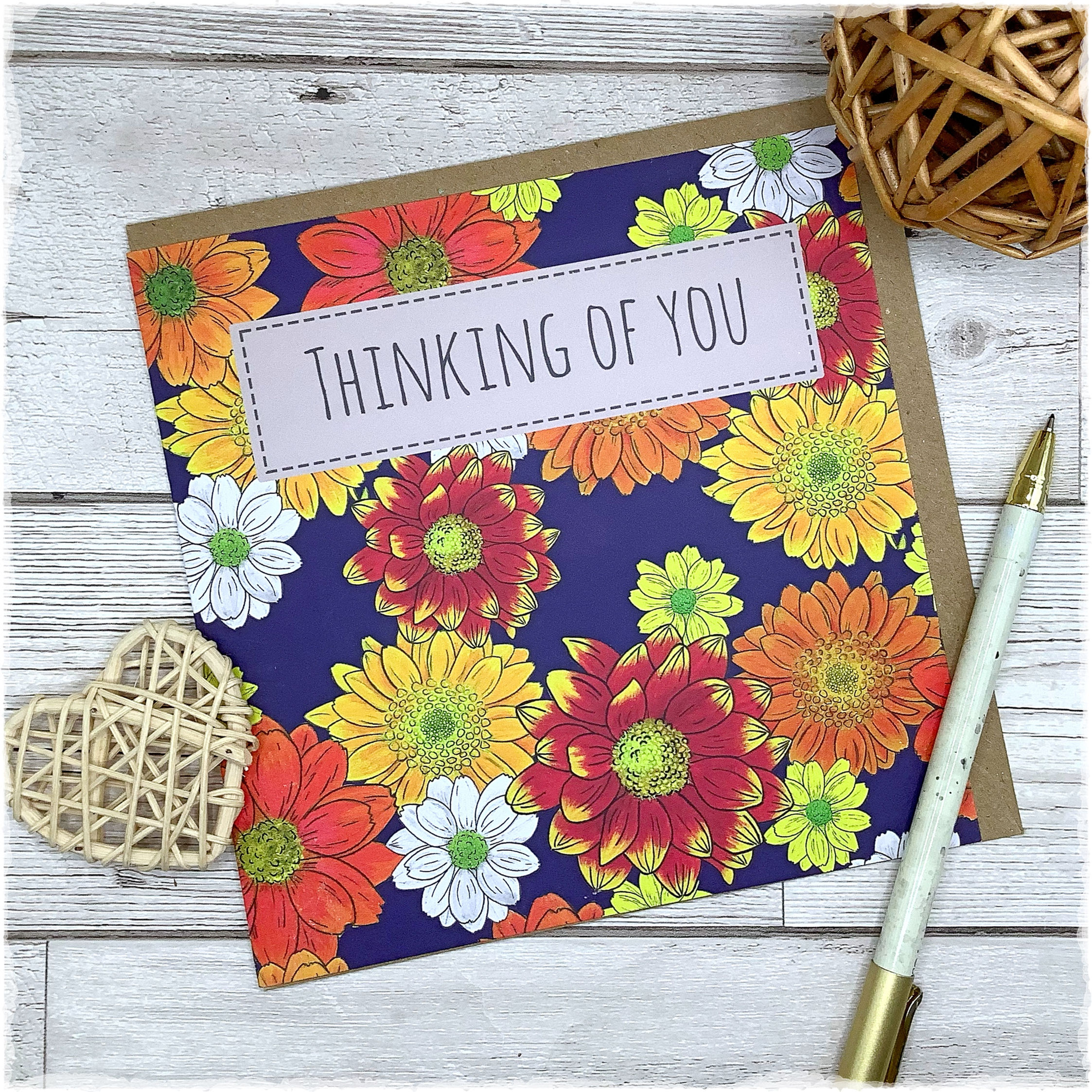 Cascading Chrysanthemums "Thinking of You Card"
