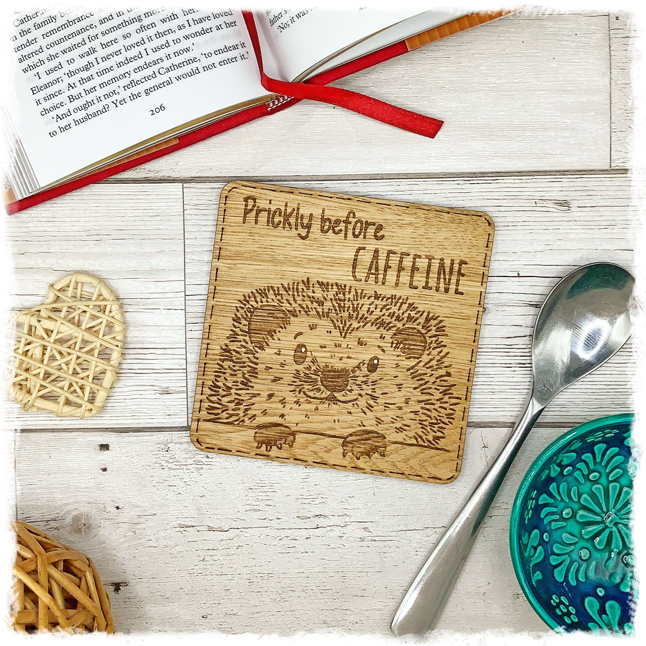Wooden Hedgehog Coaster - Prickly Before Caffeine