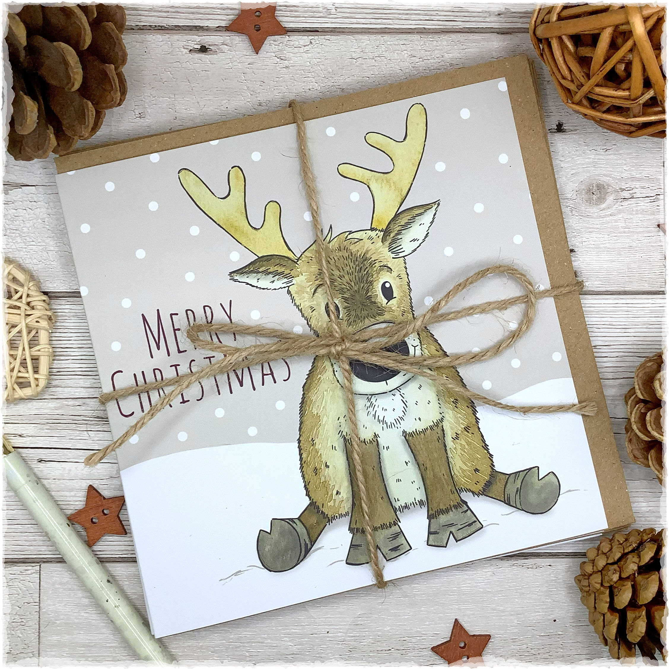 Reindeer Christmas Cards - Pack of 6