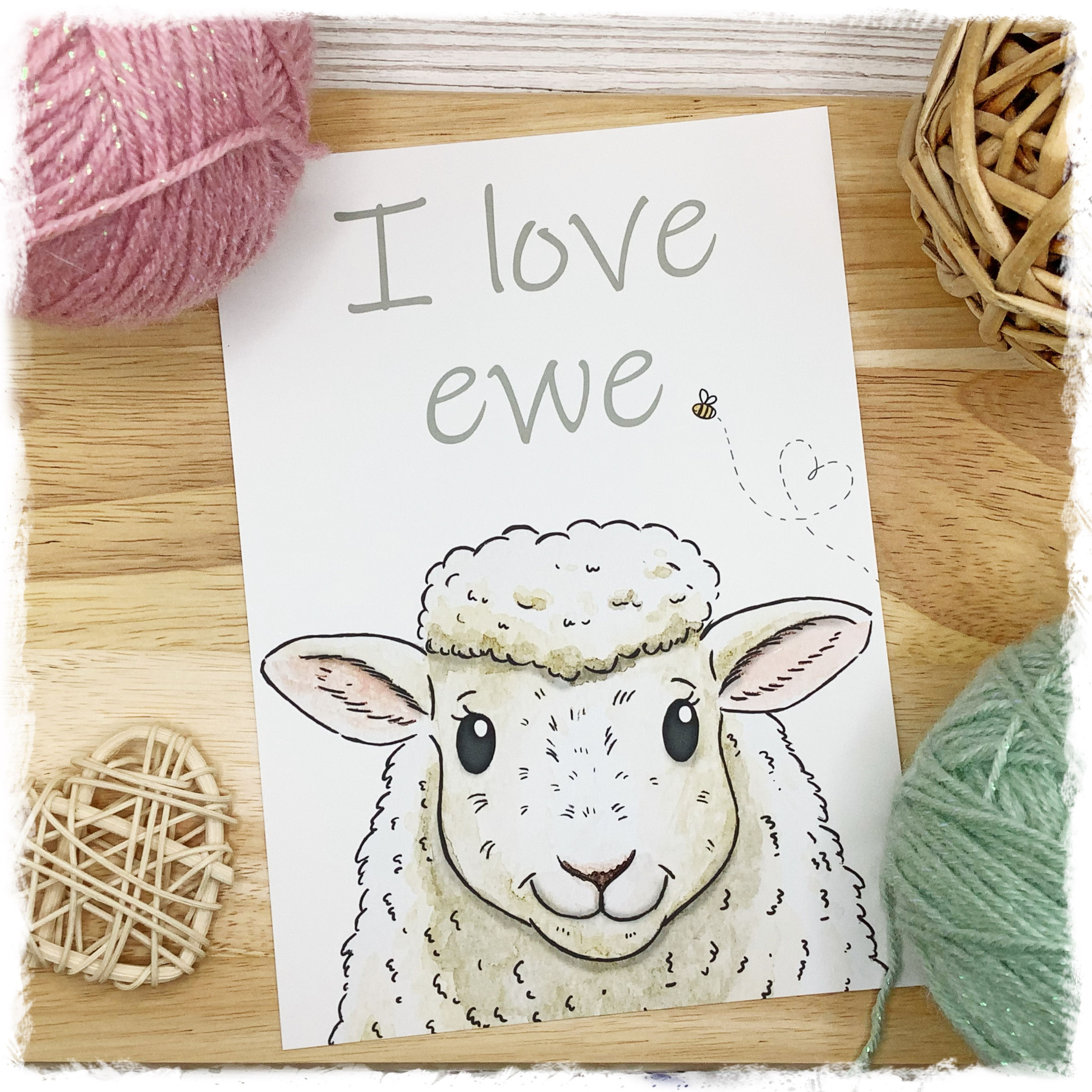 "I Love Ewe" - Cute Sheep Print