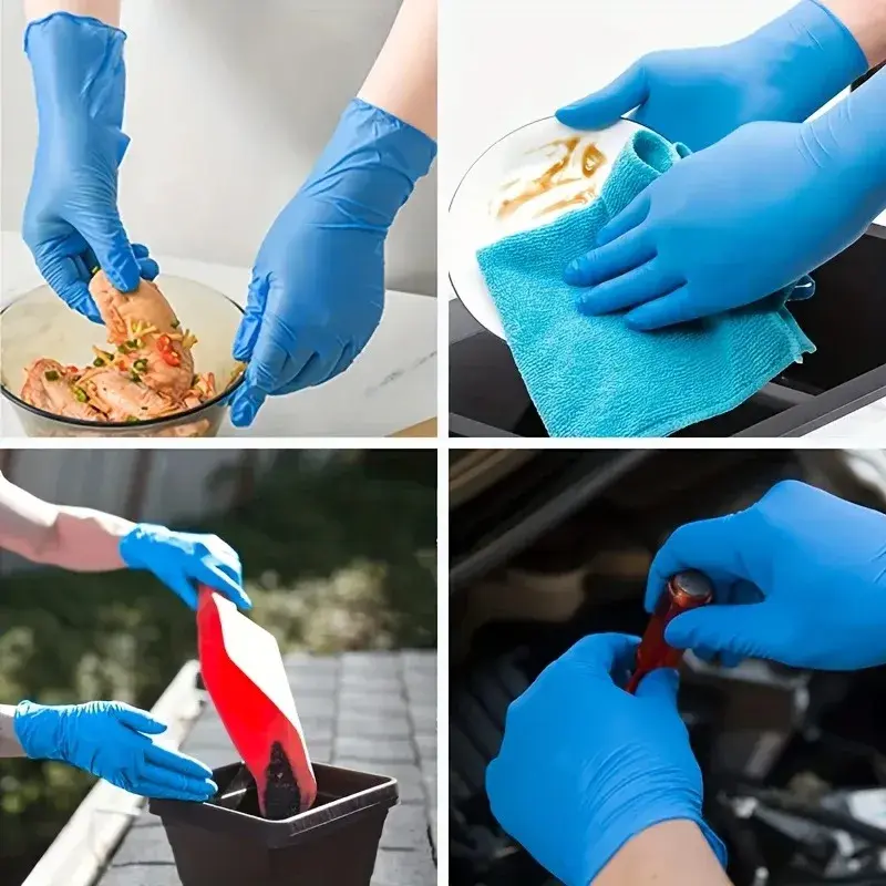 Thumbnail: 10/30/40/60pcs Disposable Blue Nitrile Gloves Household Cleaning Gloves Food