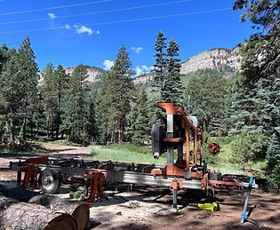 Portable sawmill milling logs in Southwest Colorado