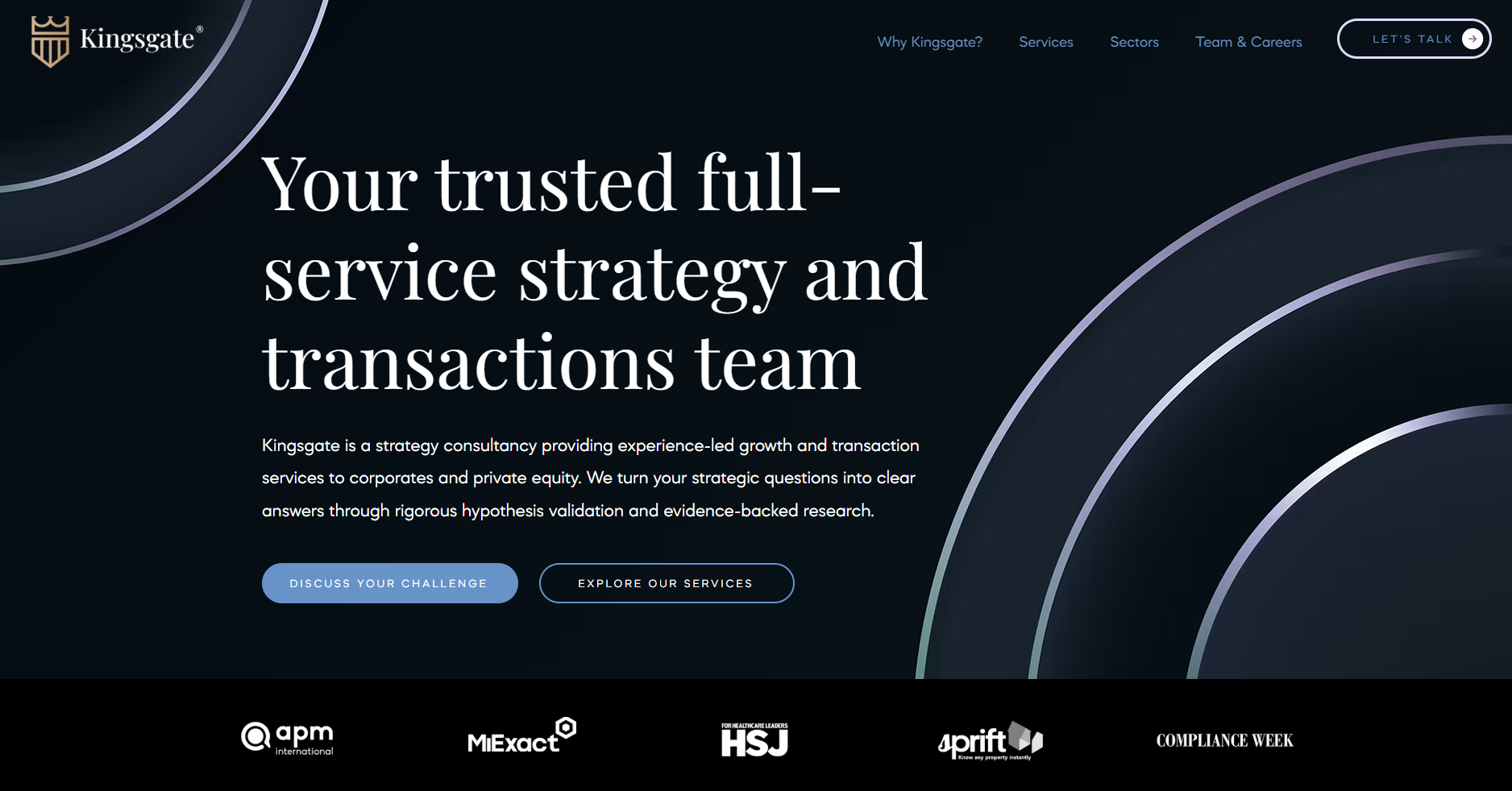 Kingsgate website desktop view