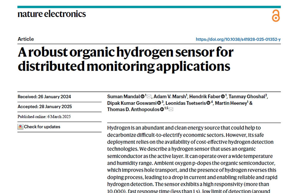 S. Mandal et al., A Robust Organic Hydrogen Sensor for Distributed Monitoring Applications, Nature E