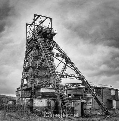 A photograph of Tower Colliery a deep coal mine in Rhondda Cynon Taf, South Wales, UK.
A black and white image.