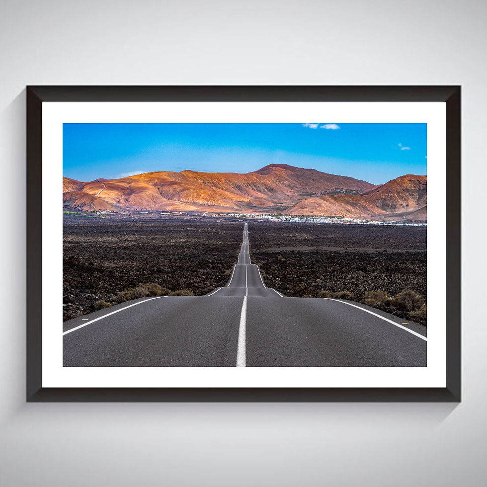 Lanzarote Landscape Long Road - Photographic Print
