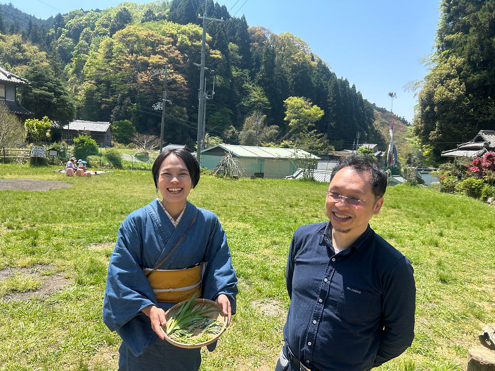 穴田さん(右)と中村さん(左) 長滝町の「空き地」にて