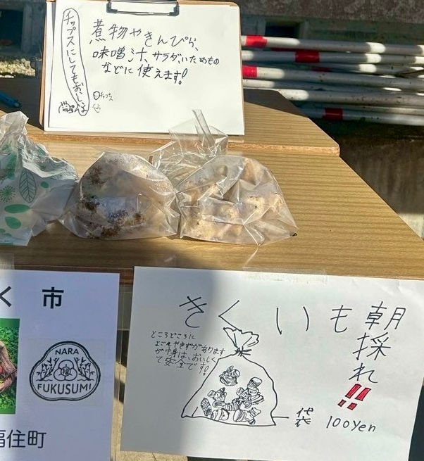 自家畑の菊芋で初出店してくれた小学生。チップスもおすすめだそうです。