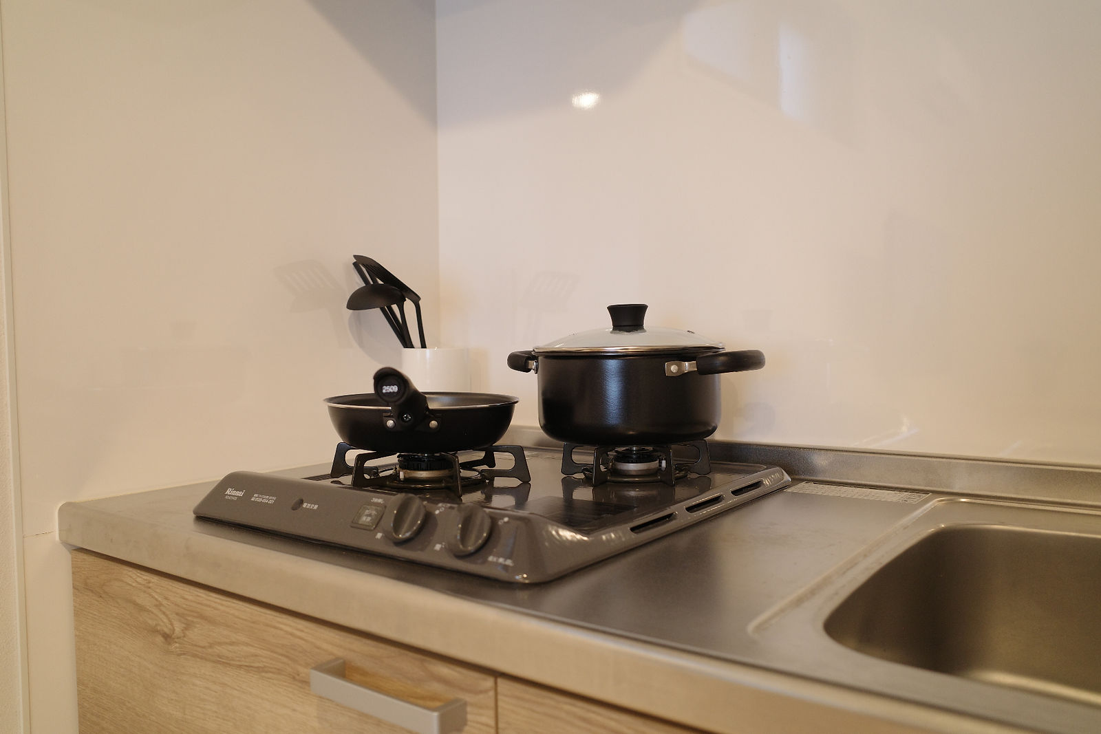 Two-burner gas stove and sink
