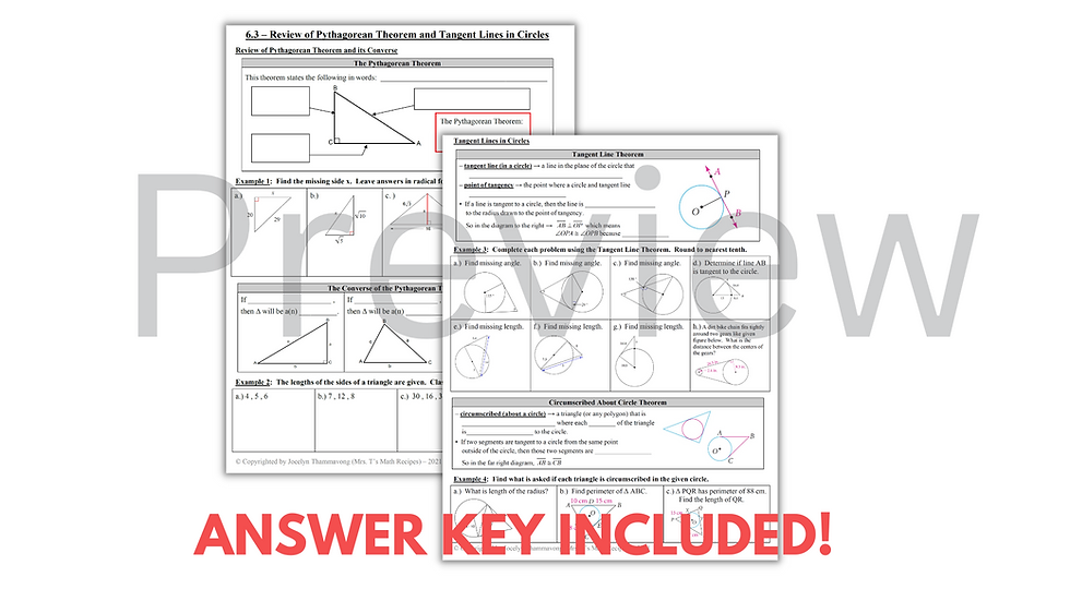 Nc Math 3 Notes NC Math 3 - Guided Notes | Mrs T's Math Recipes