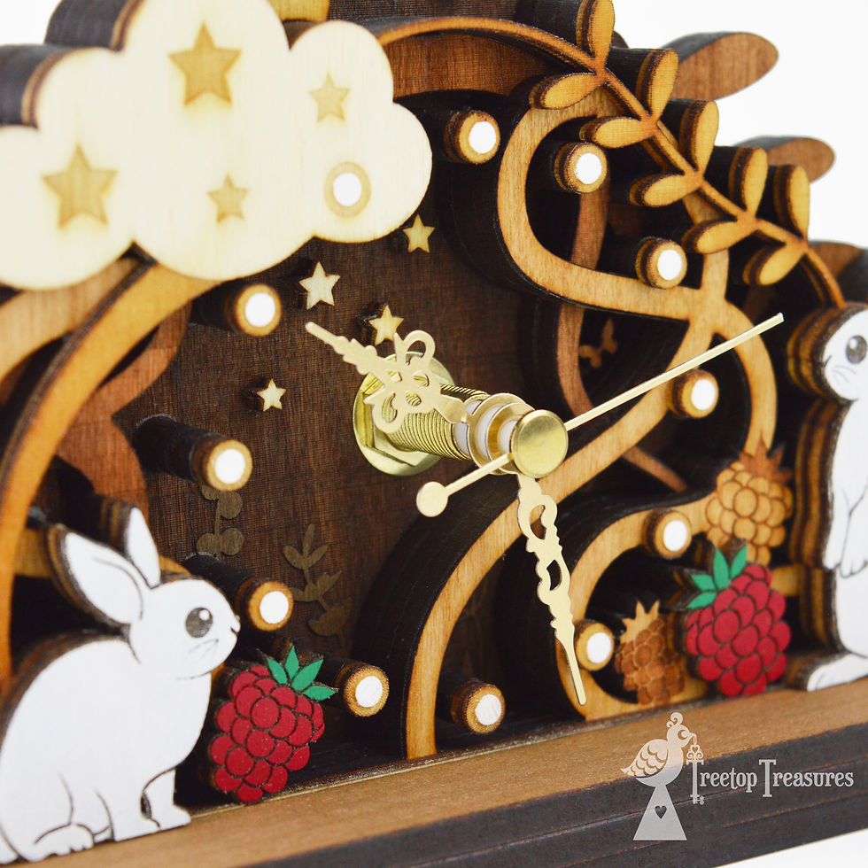 Thumbnail: Small Woodland Rabbit Crescent Mantel Clock